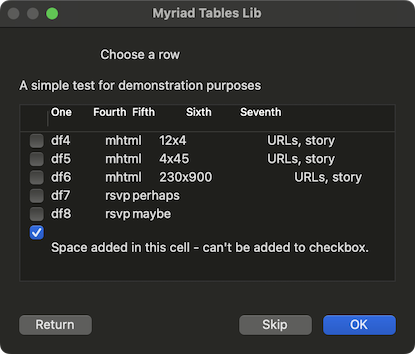 Example table